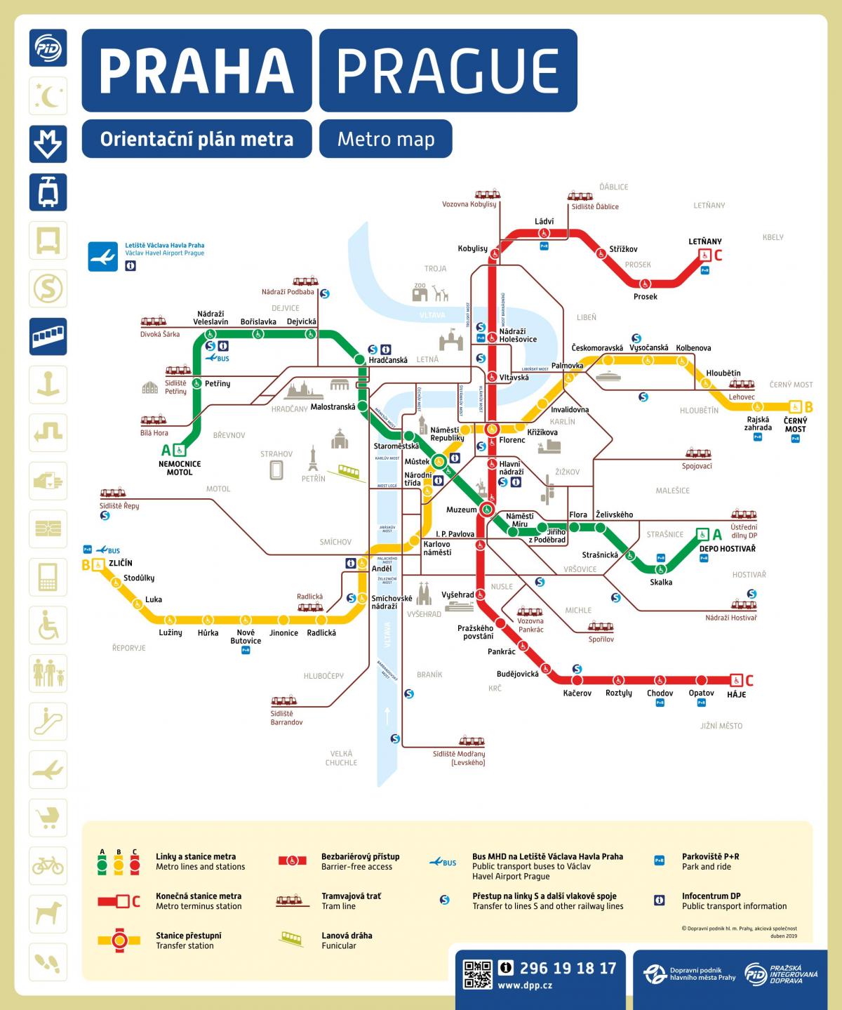 Plan des stations de metro de Prague