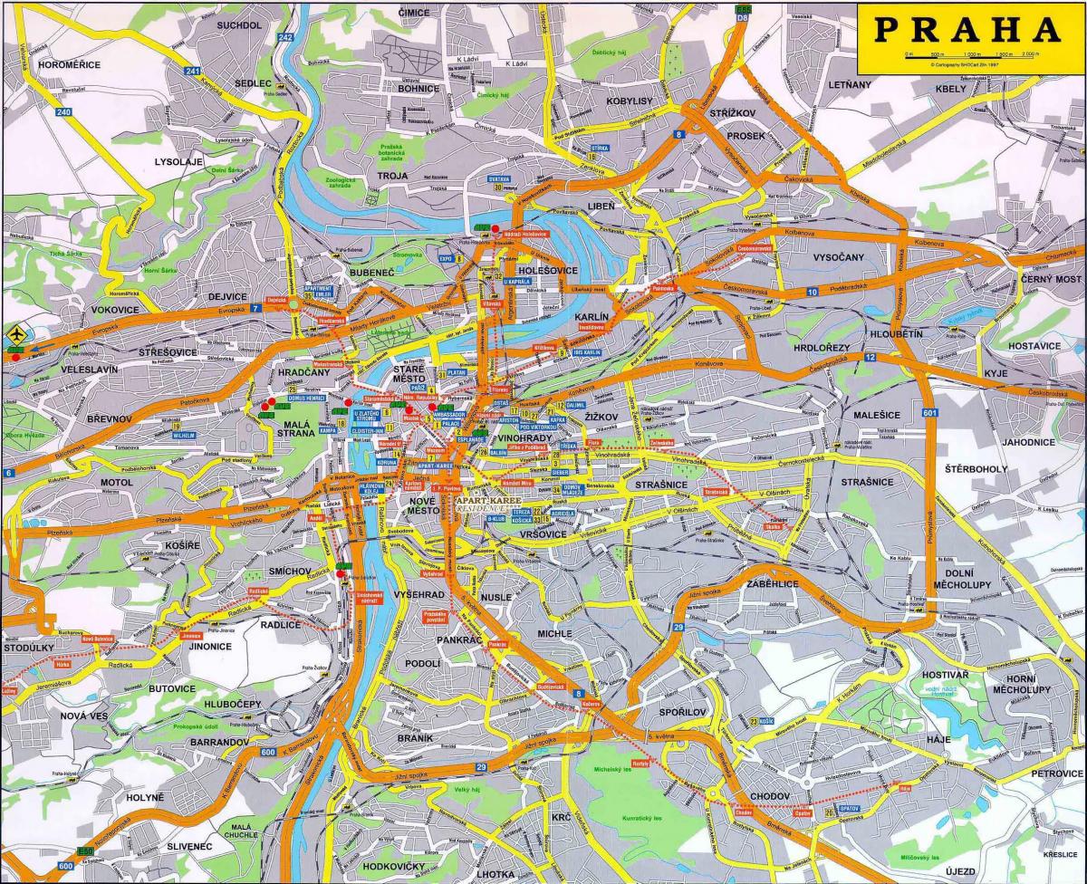 Plan des routes de Prague