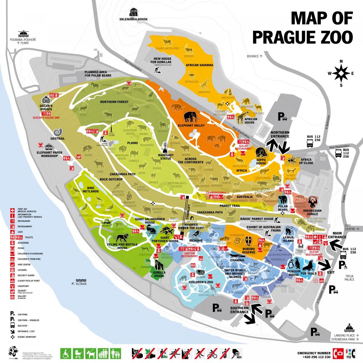 Plan du parc zoologique de Prague